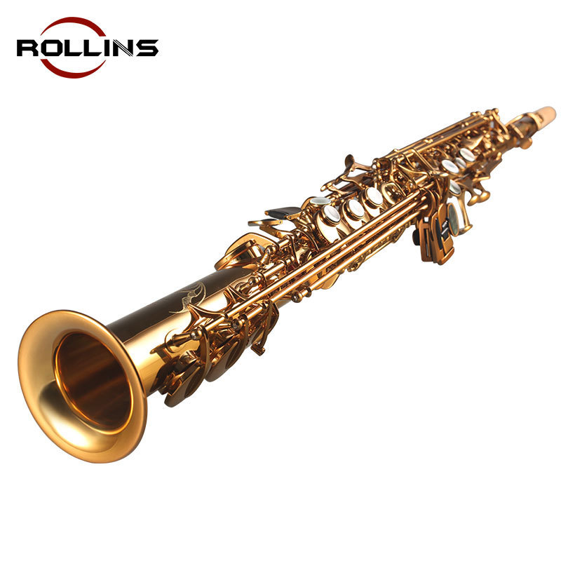 Saxophone High Grade Straight Phosphor Copper Body Gold Lacquer Keys Soprano Saxophone RSS-9901