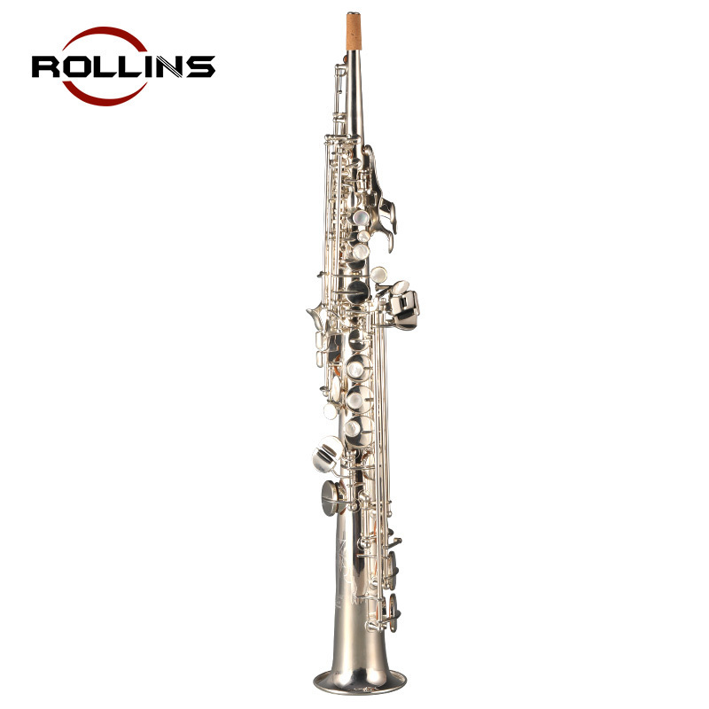 Saxophone High Grade Straight Phosphor Copper Body Silver Plating Keys RSS-X6 Soprano Saxophone