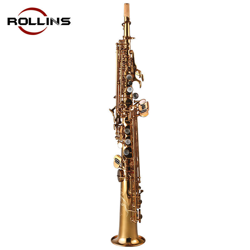 Saxophone High Grade Straight Phosphor Copper Body Gold Lacquer Keys Soprano Saxophone RSS-9901