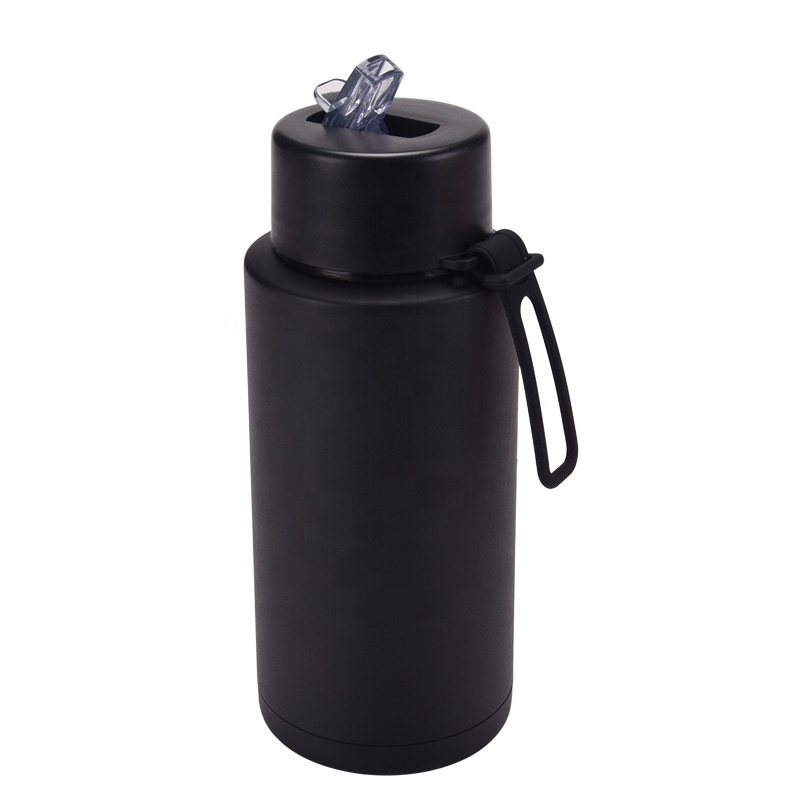 New Stainless Steel Water Bottle 1 Liter Thermos Vacuum Flask With Straw