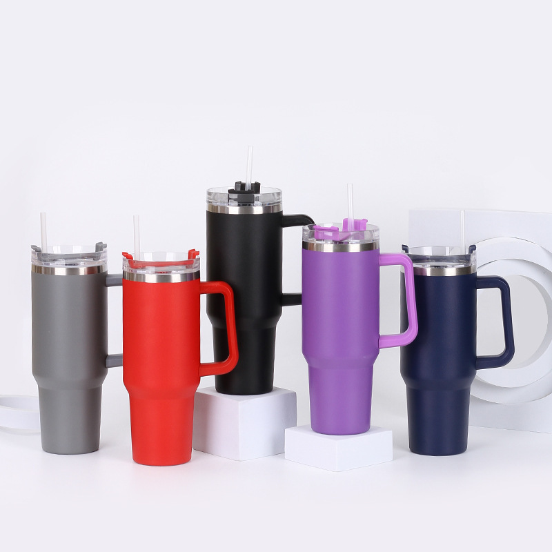 Travel Mug Thermos Customized Powder Coated 40 Oz Tumbler Double Walled Insulated Tumbler Cup