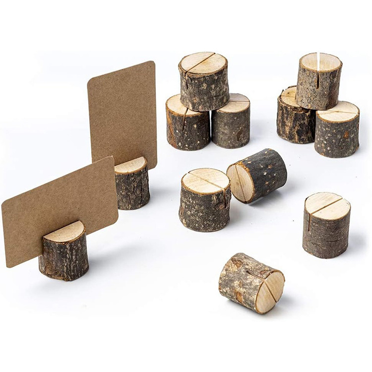 Premium Wood Place Card Holders, Rustic Table Number Holders Stands, Name Card Photo Picture Holders