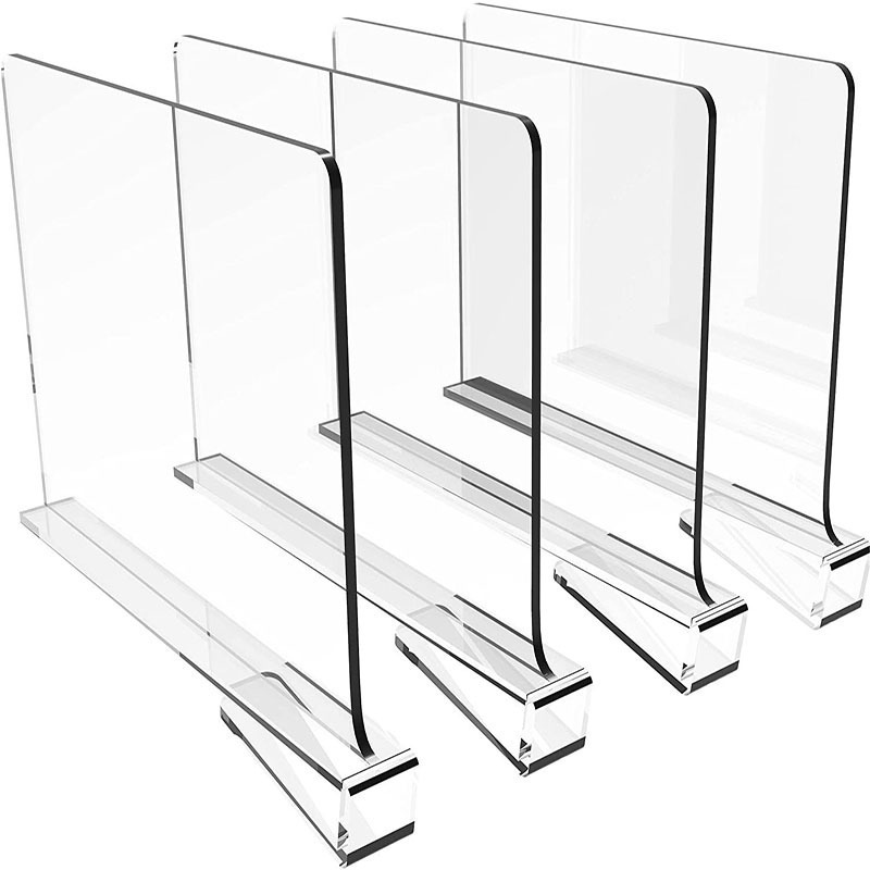 Acrylic shelf divider transparent wardrobe storage divider shoe bag book file divider