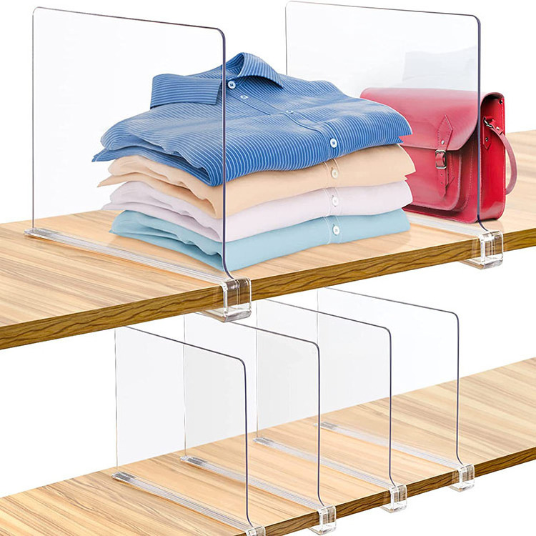 Acrylic shelf divider transparent wardrobe storage divider shoe bag book file divider