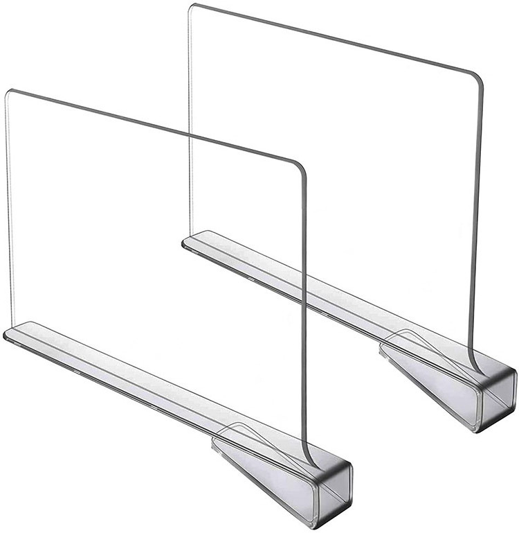 Acrylic shelf divider transparent wardrobe storage divider shoe bag book file divider