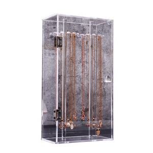 Acrylic necklace storage box, collarbone chain display stand, can rotate 24 hanging bracelet jewelry stands