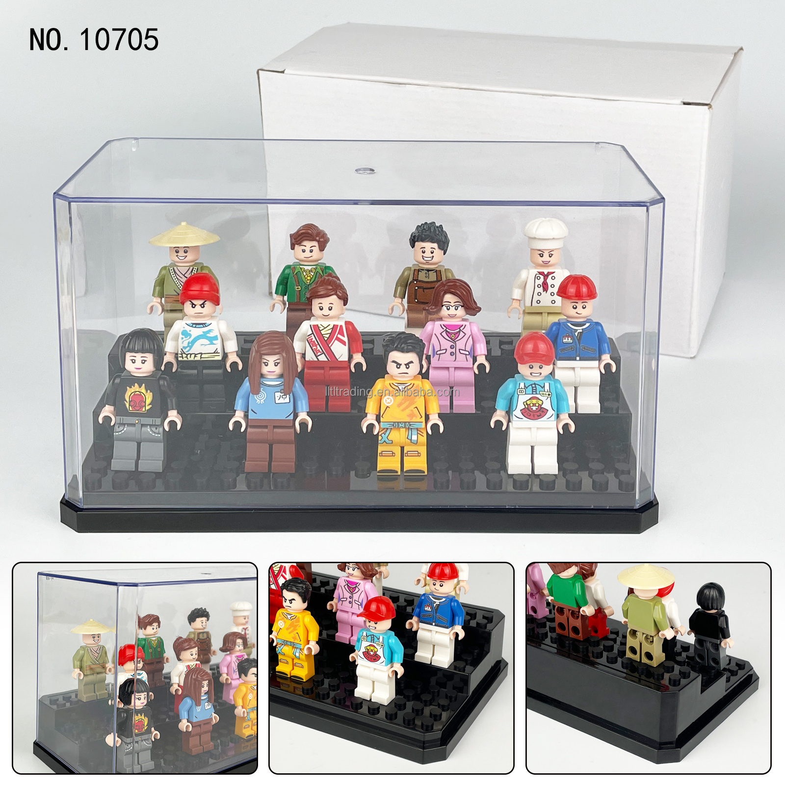 New version display cabinet for lego collections modular lego minifiguren display with black base rectangle lego display box