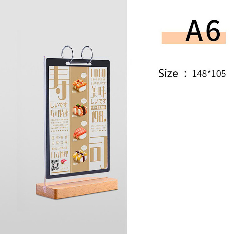 Wooden Flip Display Card Acrylic Table Card Reversible Restaurant Menu Display Stand