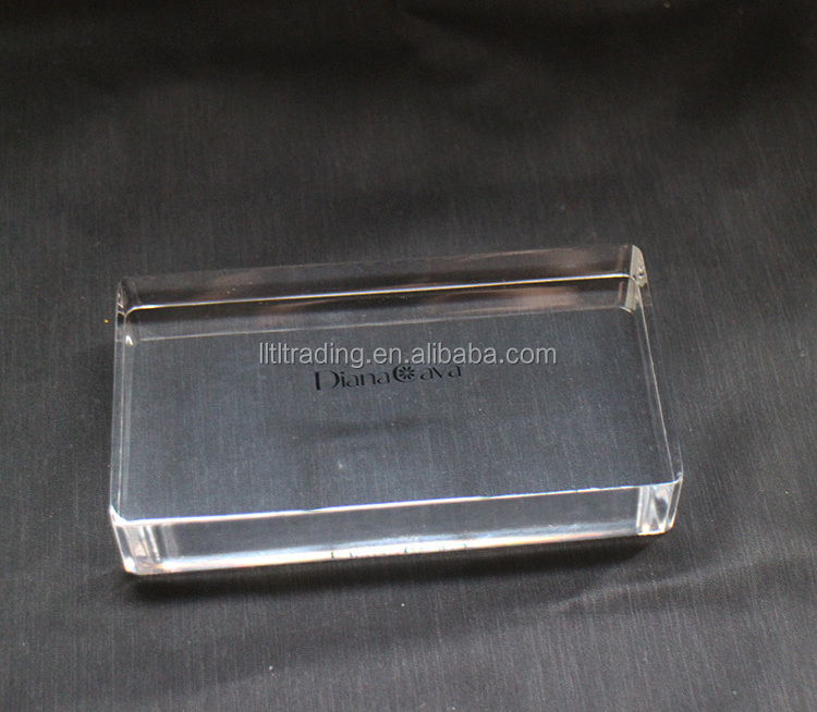 High gross transparent plastic block curved edge logo print solid concrete block sizes hot sale paper weight solid plastic block