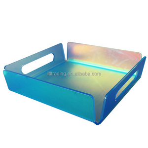 wholesale modern iridescent dry fruit tray luxury bathtub tray home decor square small plexiglass acrylic china tray