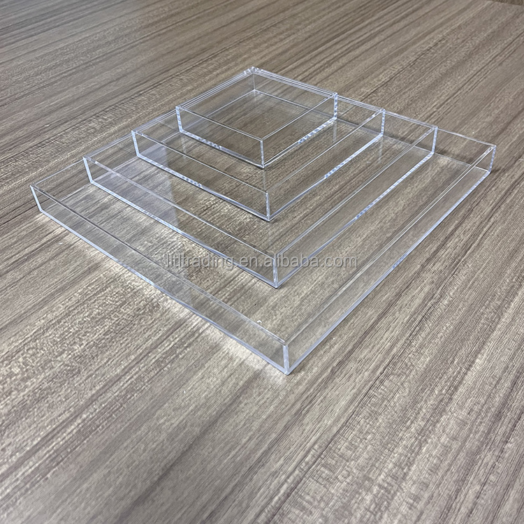 Acryl water flat tray plexiglass PMMA perpex wholesale transparent acrylic tray luxury 4x6 flat acrylic trays bulk cheap