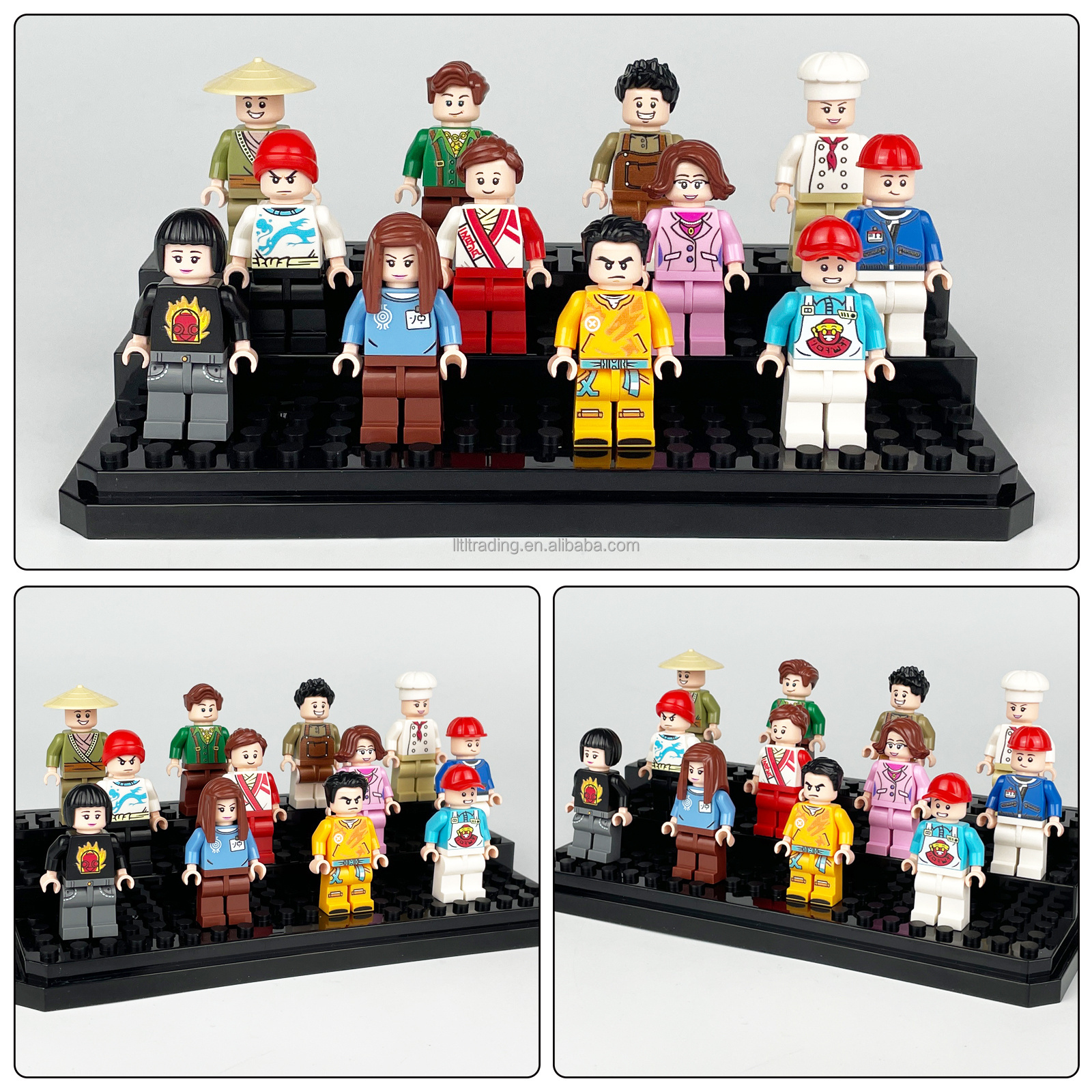 New version display cabinet for lego collections modular lego minifiguren display with black base rectangle lego display box