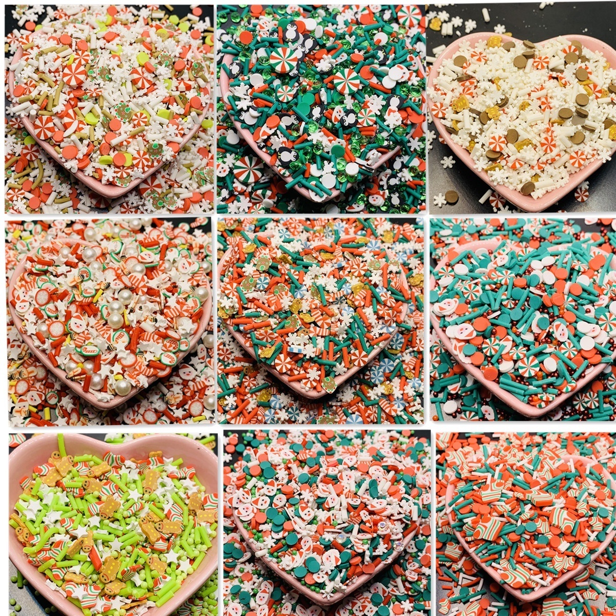 500g/bag 2022 Newest Mixed Peppermint Snow man Polymer Clay Dessert Candy Slice Christmas Sprinkles for Slime or DIY Crafts