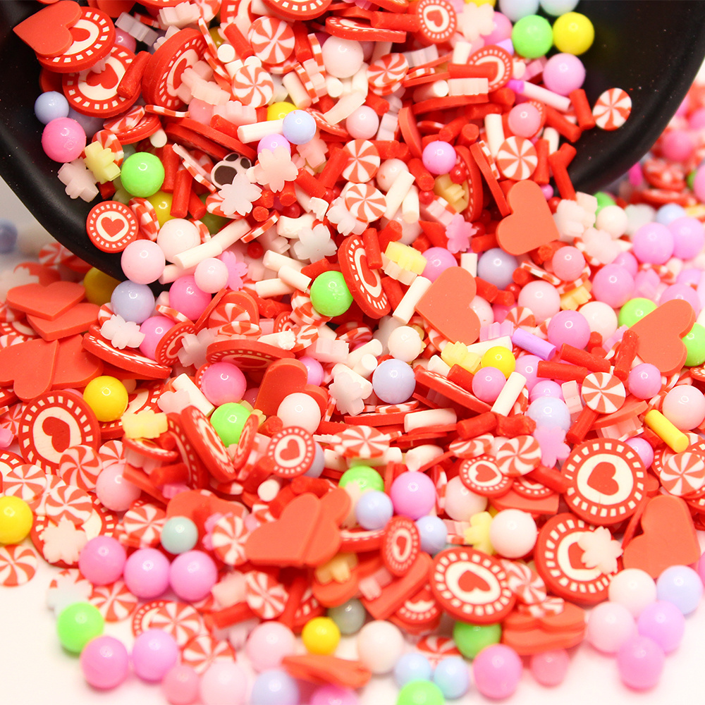 Mix Red Heart Candy Colorful beads Christomas Shape Sprinkle Polymer Clay Sprinkles for Craft Making Slime Charms