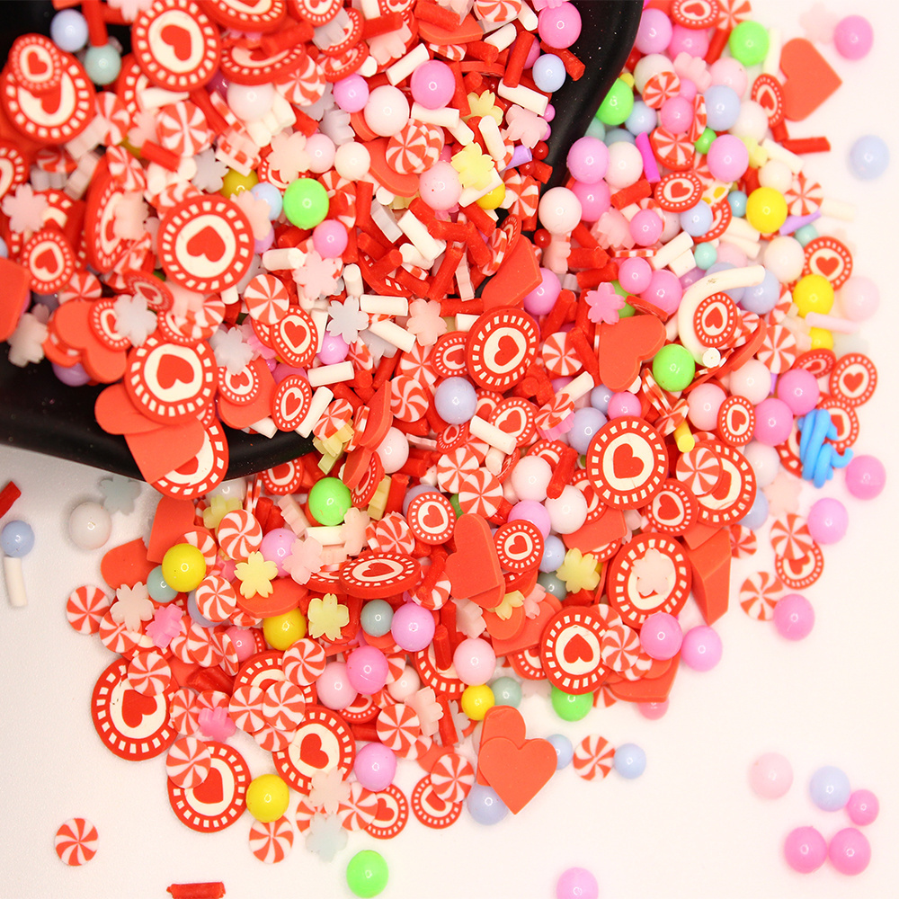 Mix Red Heart Candy Colorful beads Christomas Shape Sprinkle Polymer Clay Sprinkles for Craft Making Slime Charms