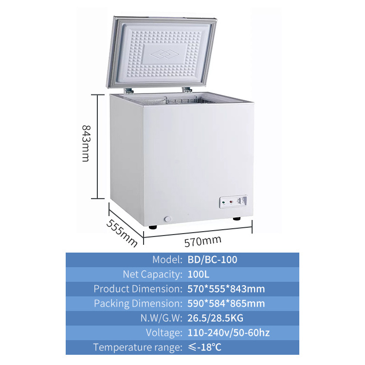 Biaobing White door small chest freezer with lock fridges and deep freezers