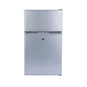 Double door solar power fridge 108L top freezer small refrigerator 12/24v with lock fast cooling