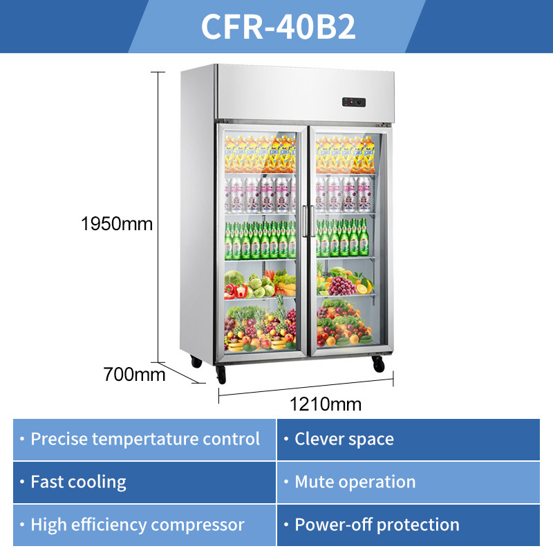 Hot selling upright flower display commercial freezer glass folding door kitchen refrigerator with bigger space