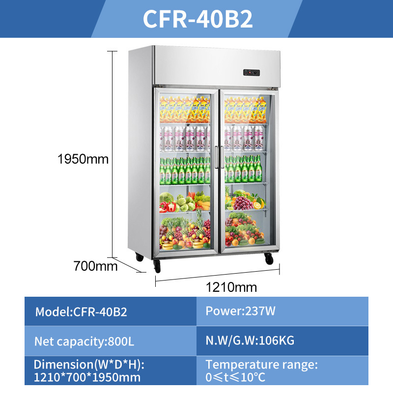 Hot selling upright flower display commercial freezer glass folding door kitchen refrigerator with bigger space