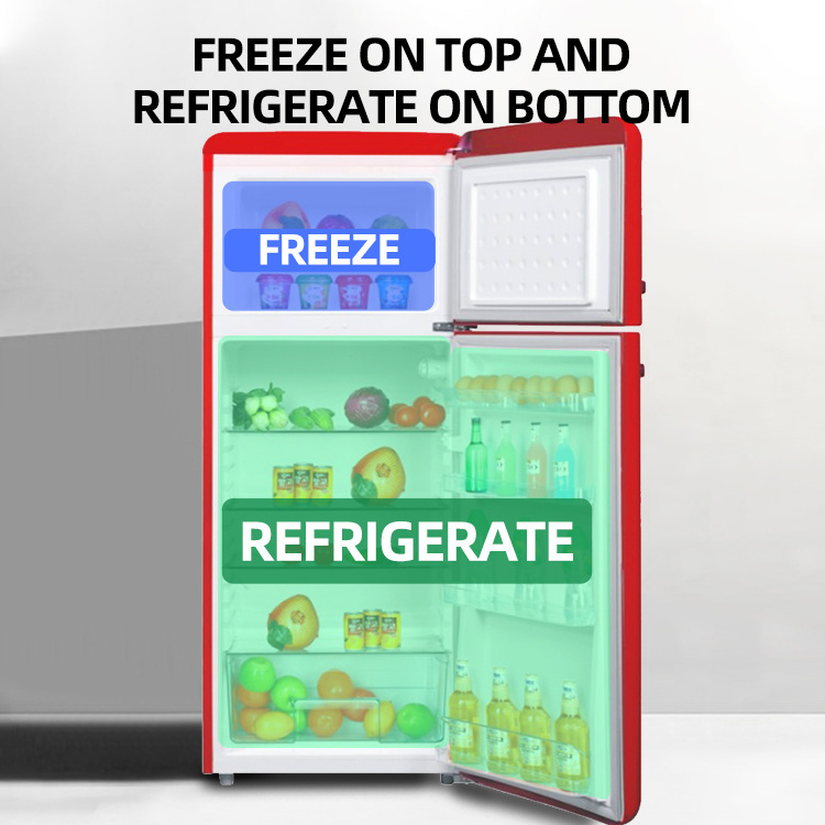 213L Retro Style Red Top Freezer Double Door Home Refrigerator Red Color Fashion Fridge BCD-213FG