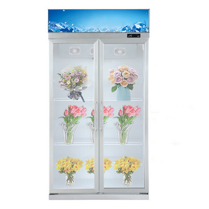 Flower Fresh Keeping Refrigerator Double Door Floral Vertical Showcase Air Cooled Display Freezer