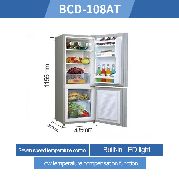 108L manufacturers home appliance electronic refrigerators double door fridge freezer