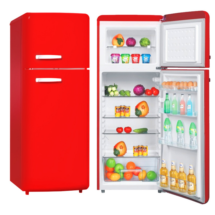 213L Retro Style Red Top Freezer Double Door Home Refrigerator Red Color Fashion Fridge BCD-213FG