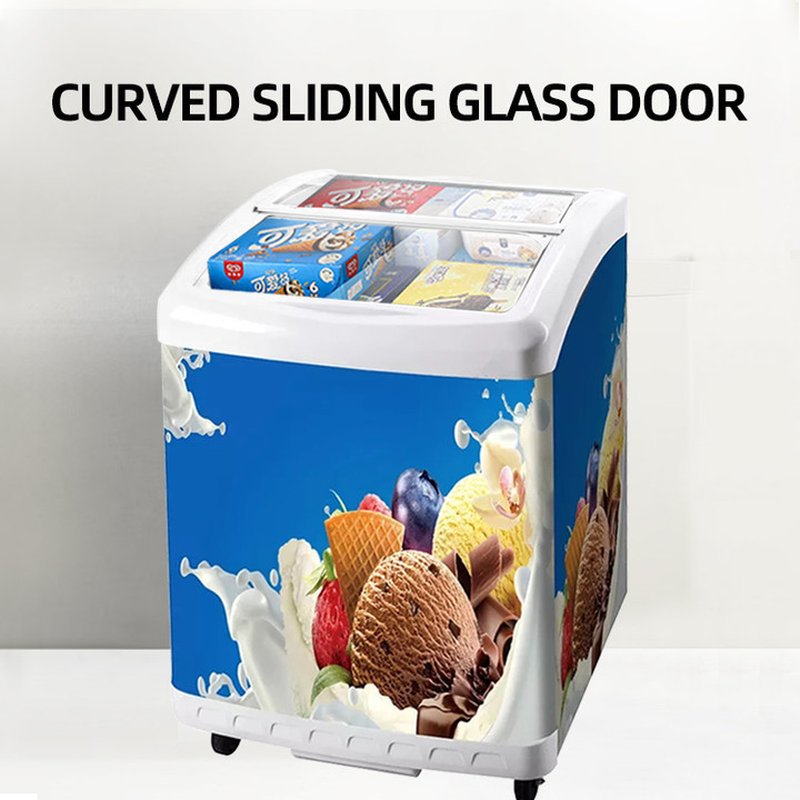 Small ice cream showcase freezer ice cream display freezers price 156L slide glass door fridge freezers for sale