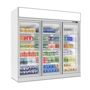 Large Capacity Supermarket Three Glass Door Refrigerator Vertical Showcase Beverage Cooler Display Freezer