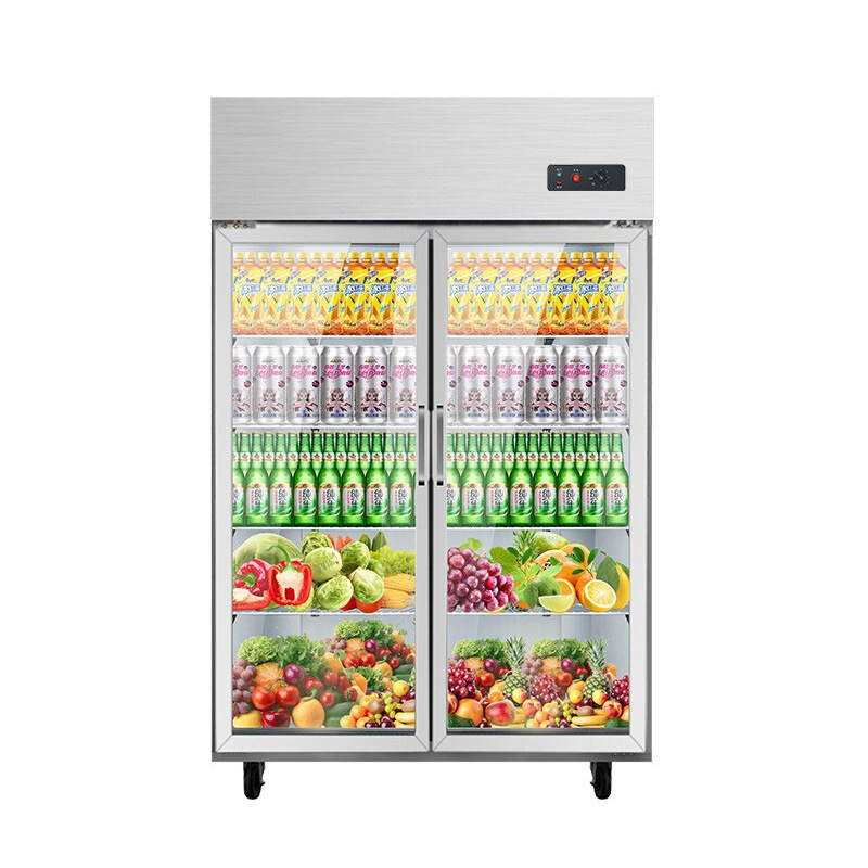 Hot selling upright flower display commercial freezer glass folding door kitchen refrigerator with bigger space