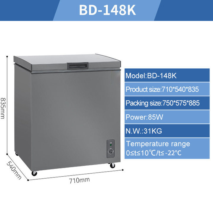 BD-148K home appliance small single temperature 144L dropshipping fridge chest mini deep freezer