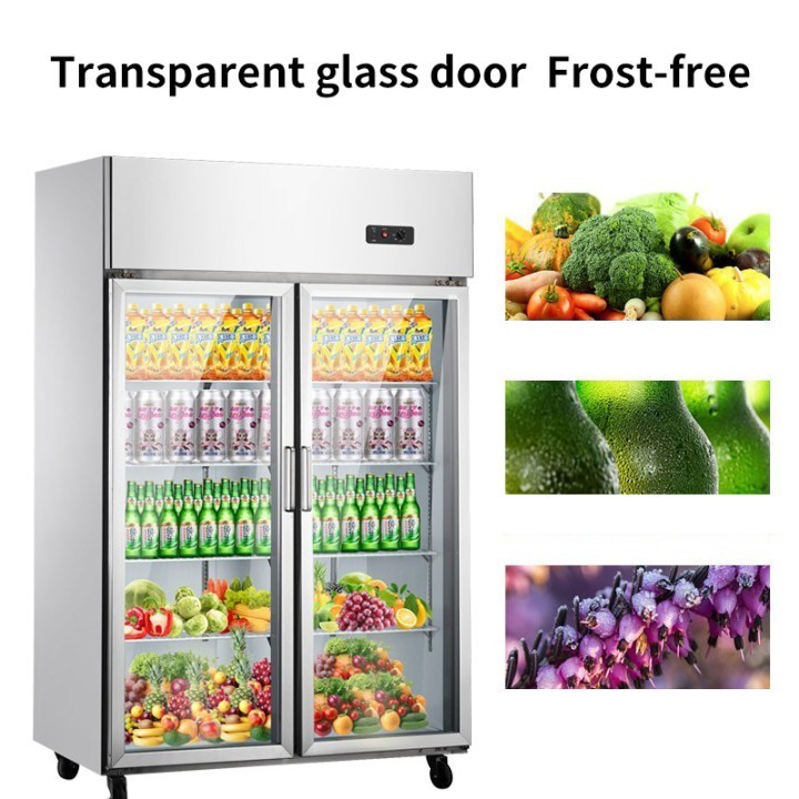 Hot selling upright flower display commercial freezer glass folding door kitchen refrigerator with bigger space