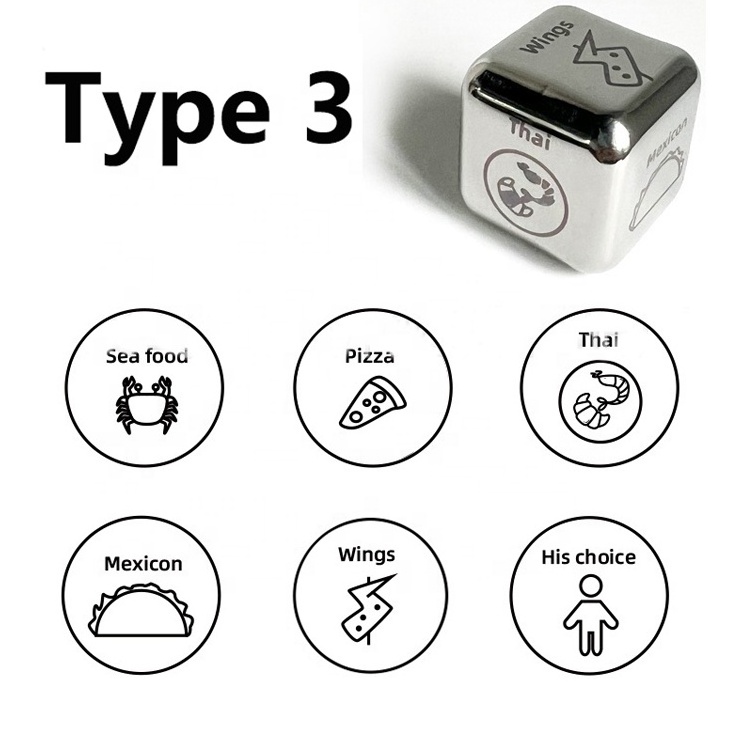 Quick Customize bulk silver Zinc aluminum 16mm D6 6 sided food decision dice