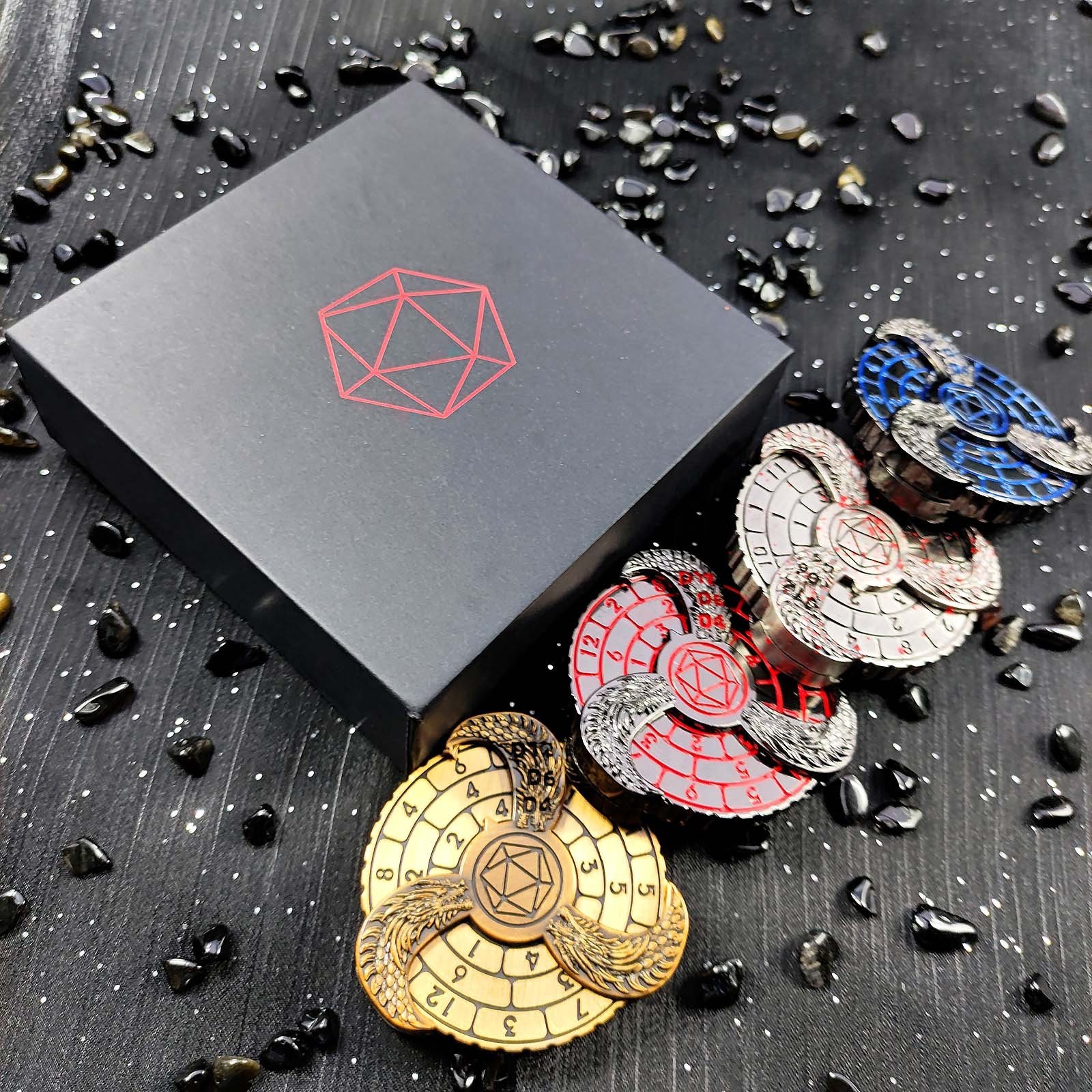 LM New high strength metal fidget spinner Dungeons and Dragons game Metal dice with exquisite gift box