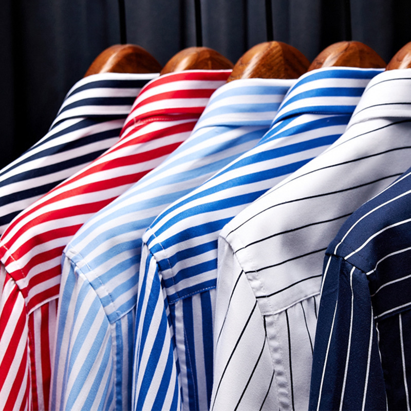 Liu Ming Wholesale Popular Fashion 2024 Autumn Men Clothing Striped Long Sleeve Button Formal Business Dress Shirts