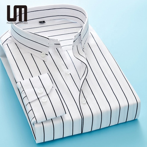 Liu Ming Wholesale Popular Fashion 2024 Autumn Men Clothing Striped Long Sleeve Button Formal Business Dress Shirts