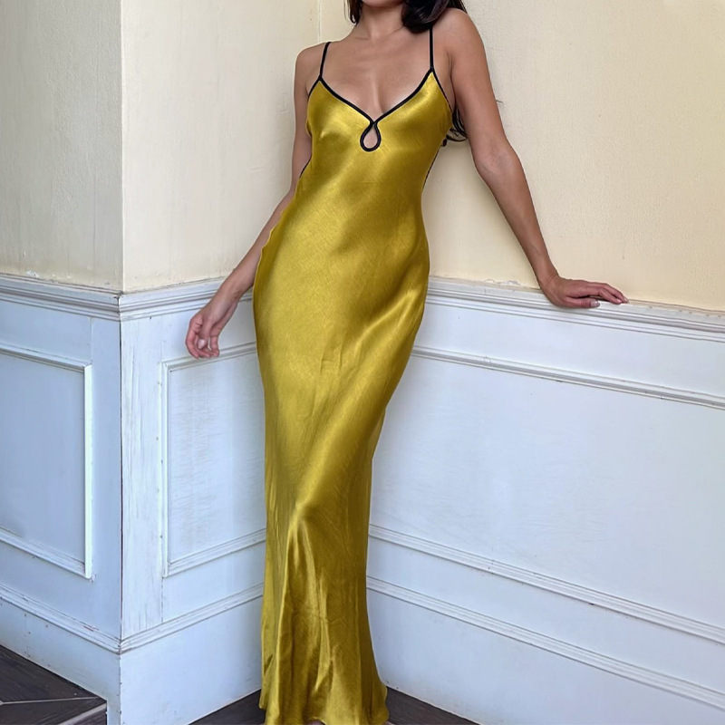 Liu Ming Valentines Day Gift Wholesale Fashion Women Elegant Satin Party Club Evening Maxi Dress