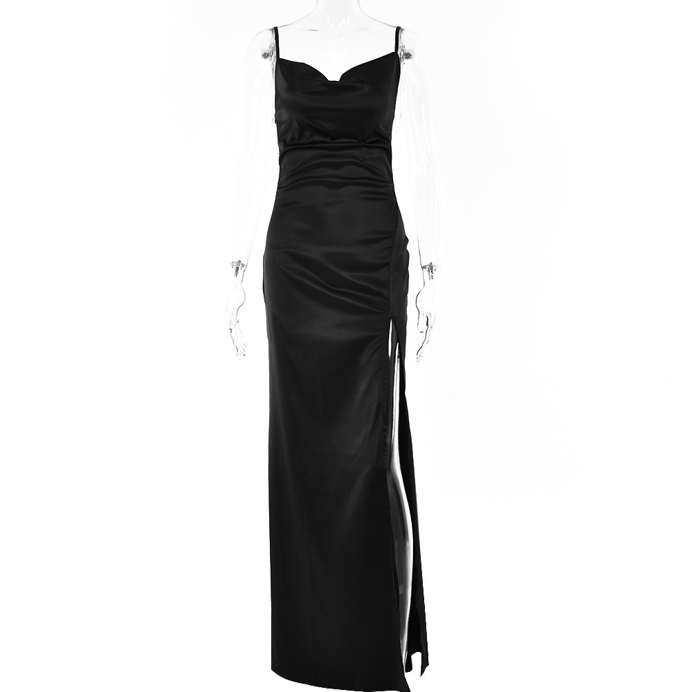 Liu Ming New Fashion Sexy Ladies Backless Satin Slip Evening Dresses