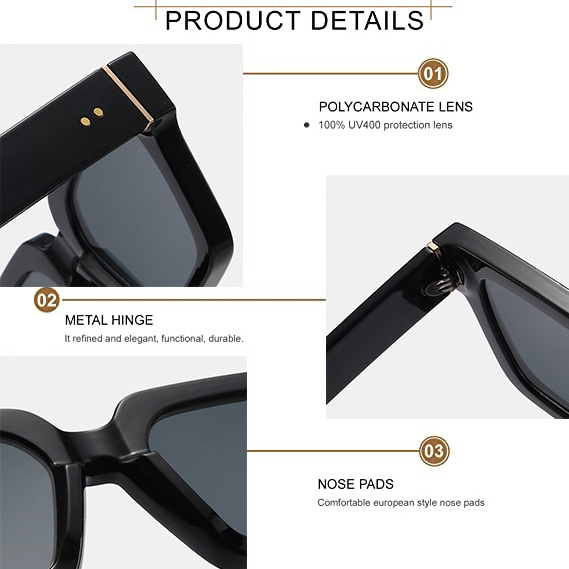 8263 Luxury Brand Designer Sun Glasses High Quality Square Rectangle Sunglasses For Men Women 2024