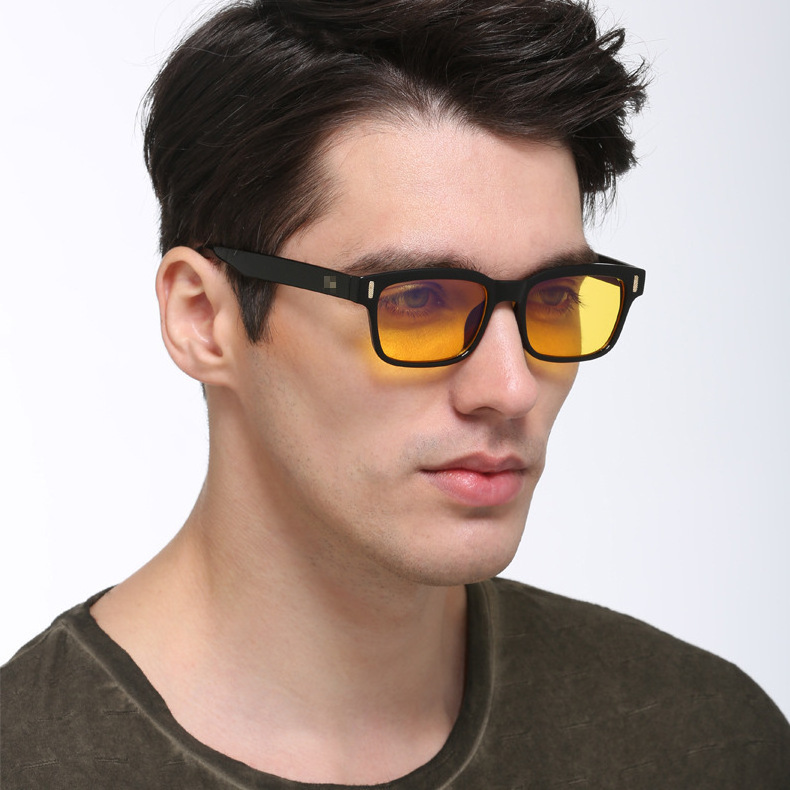 Wholesale blue light blocking glasses computer smart night vision glasses classic retro rivet square sunglasses unisex