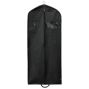 Wholesale Custom Logo Non Woven Mens Clothes Dust Suit Cover Luxury Black Eco Friendly Cloth Suit Cover Garment Bag With Zipper