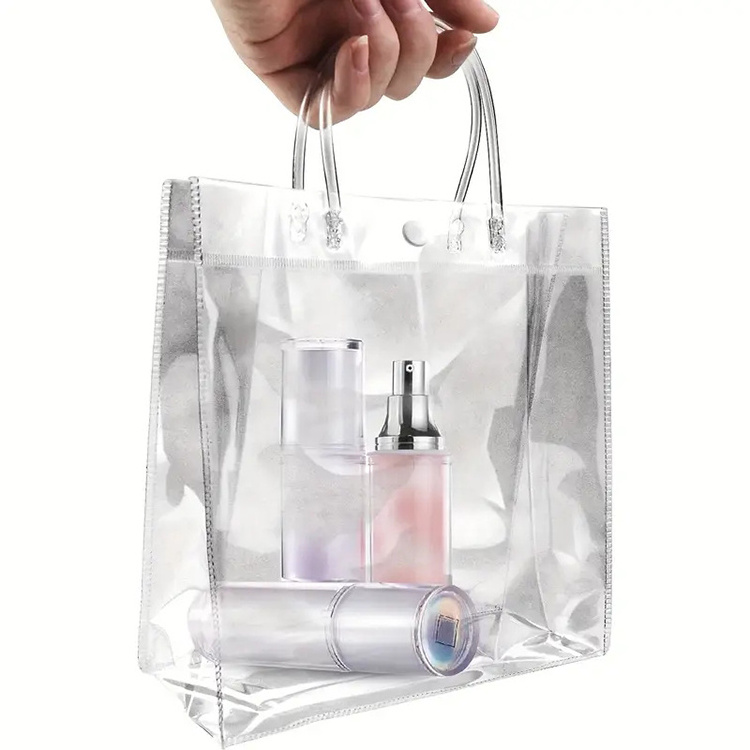 Clear Gift Bags With Handle Pvc Gift Bags, Transparent Pvc Tote Gift Bags For Wedding Birthdays Party