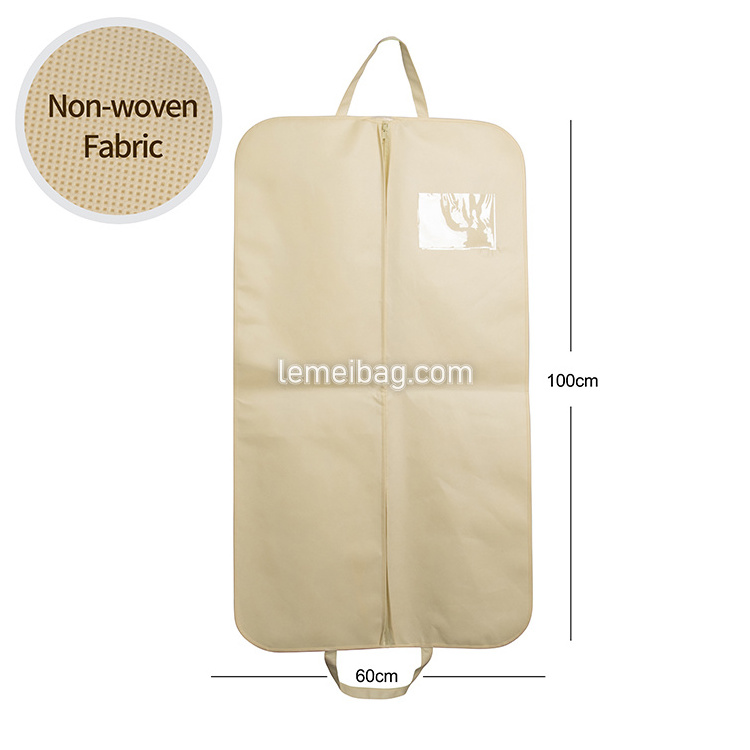 Zipper Hanging Clothes Bulk Pockets Cotton Wedding Dresses Gown Satin Cover Men Beige Travel Bag Custom Logo Garment Bags