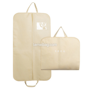 Zipper Hanging Clothes Bulk Pockets Cotton Wedding Dresses Gown Satin Cover Men Beige Travel Bag Custom Logo Garment Bags