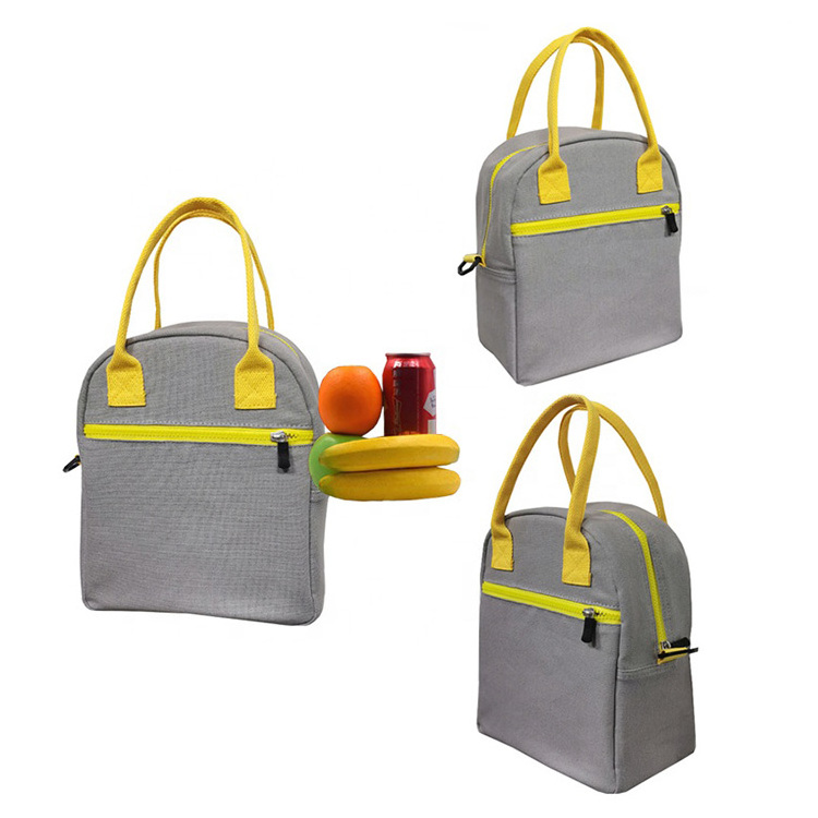 Wholesale Canvas Handles Cotton Zipper Lunch Boxes Tote Insulated Cooler Bag From China