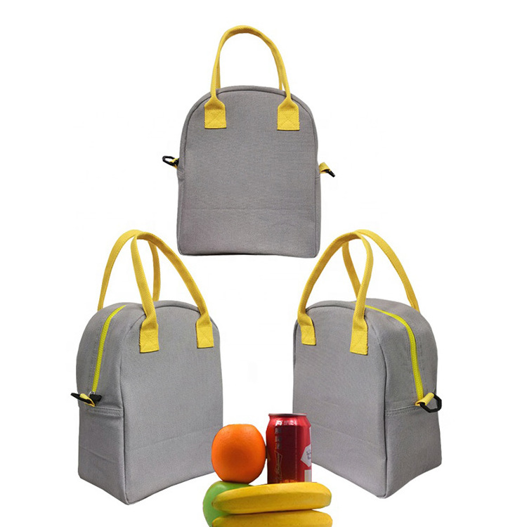 Wholesale Canvas Handles Cotton Zipper Lunch Boxes Tote Insulated Cooler Bag From China