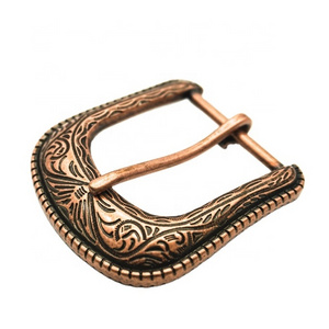 Customized Women's 40mm Retro Mexican Carved Western Belt Buckle Solid Three-Piece Needle Pin Wholesale Stainless Steel Zinc