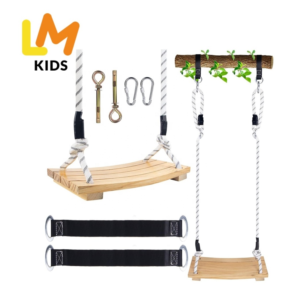 LM KIDS Wooden Tree Swing Professional Climbing Rope Swing Sets Playground Outdoor Kids Toddler Swing Sets