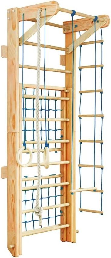 LM KIDS Custom Wooden Stall Bar with Adjustable Pull Up Bar for Home Sportsmen Gym and Sport Room Swedish ladder