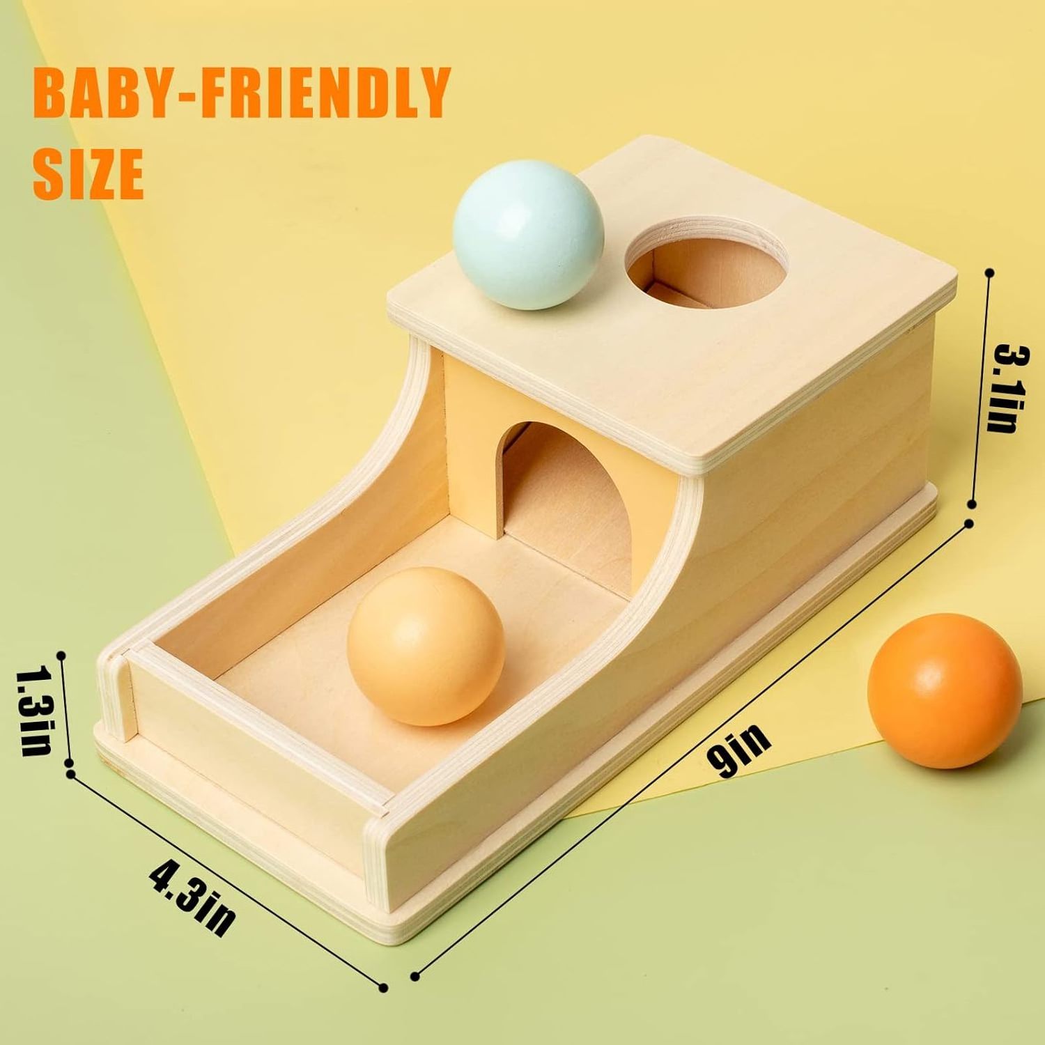 LM KIDS Montessori Toys for Babies 6-12 Months Box Wooden Ball Drop Toy Play